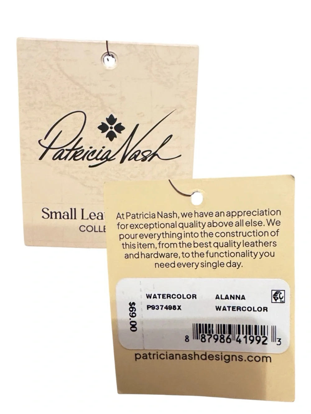 Patricia Nash Heritage Alanna Leather Wristlet Card Organizer, Watercolor, NWT
